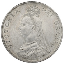 1889 Double Florin Silver Coin Queen Victoria Inverted 1 in VICTORIA