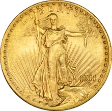 1911 $20 Gold Coin Double Eagle St Gaudens Head Denver