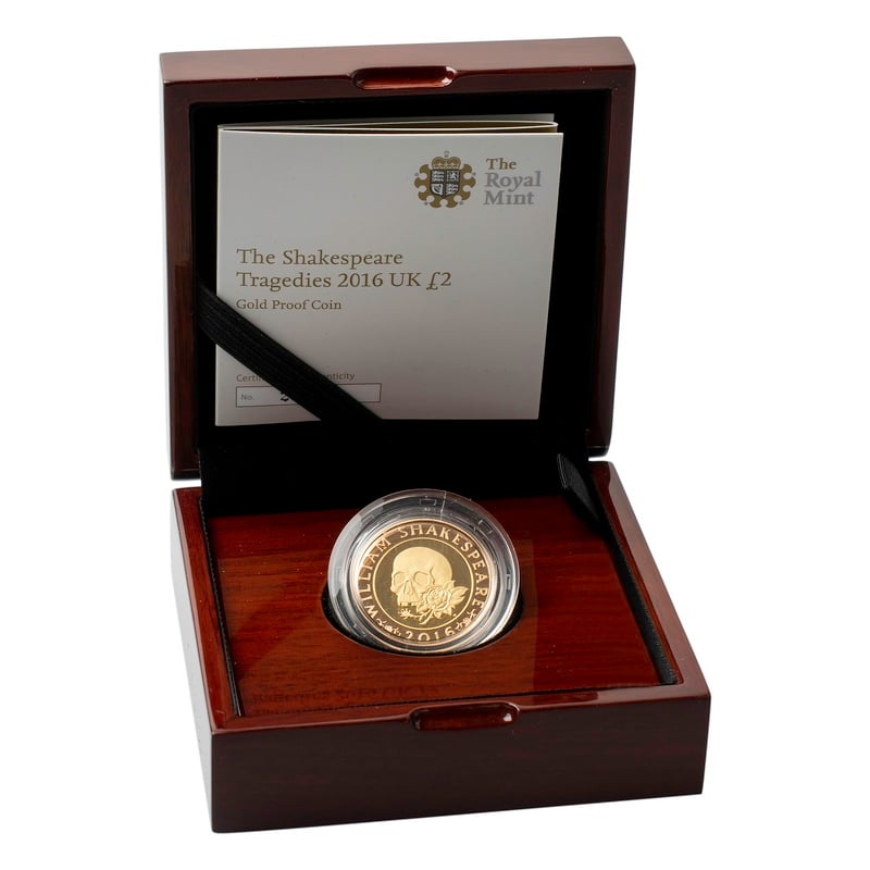 2016 Proof £2 Gold Coin The Shakespeare Tragedies Boxed