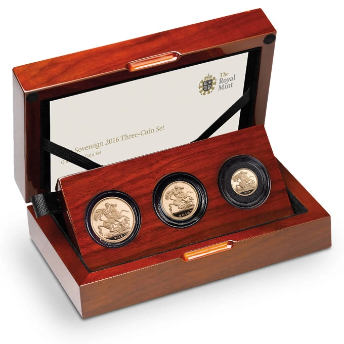 2016 Proof Gold Sovereign 3 Coin Set Butler Effigy Boxed