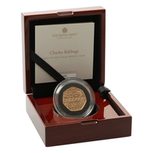 2021 Proof 50p Gold Coin Charles Babbage Innovation in Science Boxed