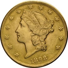 1898 $20 Gold Coin Double Eagle Liberty Head San Francisco
