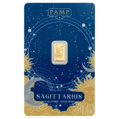 0.5g Gold Bar PAMP Zodiac Sagittarius Minted