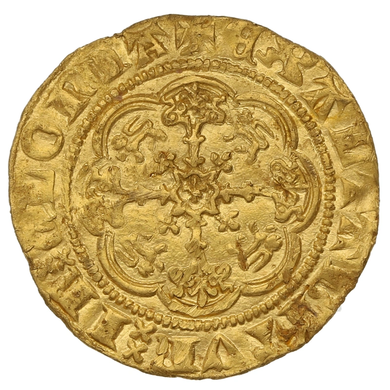 1361-1369 Quarter Noble Gold Coin Edward III Hammered mm Cross Potent