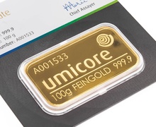 100g Gold Bar Umicore