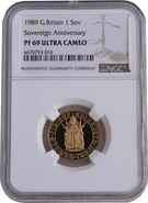 1989 Proof Gold Sovereign NGC PF69