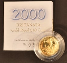 2000 Proof 1/10oz Gold Britannia Coin Boxed