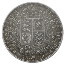 1888 Silver Half Crown Coin Queen Victoria Milled CGS55