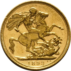 1893 Gold Sovereign Coin Queen Victoria Old Head Sydney