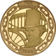 2006 £2 Two Pound Proof Gold Coin: Brunel The Man