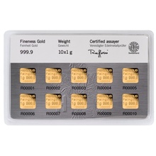 10 x 1g Gold Bar Heraeus MultiCard