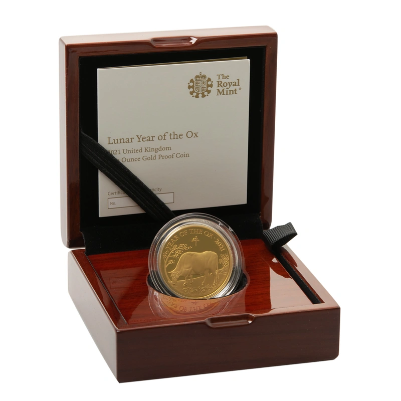 2021 Royal Mint 1oz Year of the Ox Proof Gold Coin Boxed