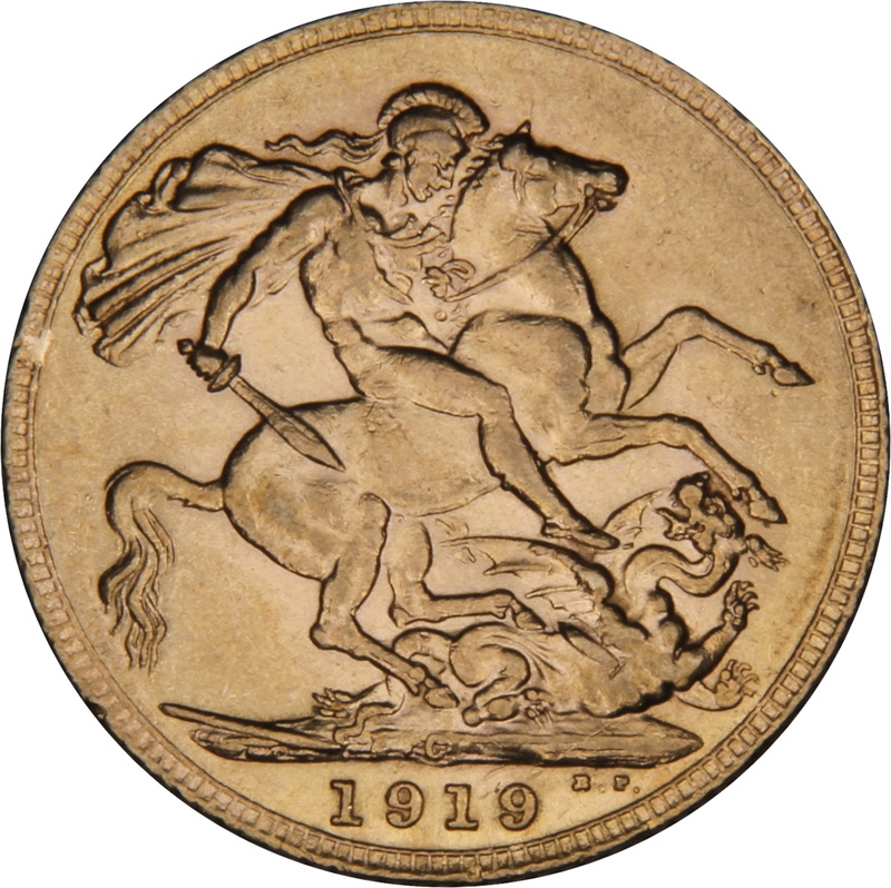 1919 Gold Sovereign Coin George V Canada NGC AU55