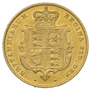 1842 Gold Half Sovereign Queen Victoria Young Head Shield Back