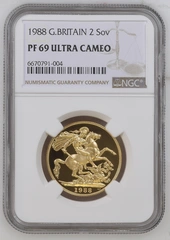1988 Proof £2 Coin Gold Double Sovereign NGC PF69