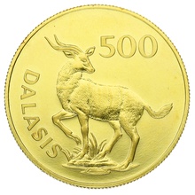1977 Gambian 500 Dalasis Gold Coin