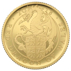 2018 Proof 1/4oz Red Dragon of Wales Gold Coin Queen's Beasts