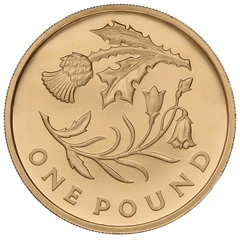 2014 Proof Gold £1 Pound Coin Scotland Floral