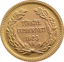 Turkish 50 Piastres Kurush Gold Coin Kemal Ataturk