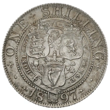 1897 Silver Shilling Coin Queen Victoria