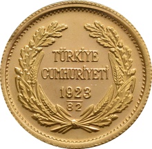 Turkish 100 Piastres Kurush Gold Coin Kemal Ataturk