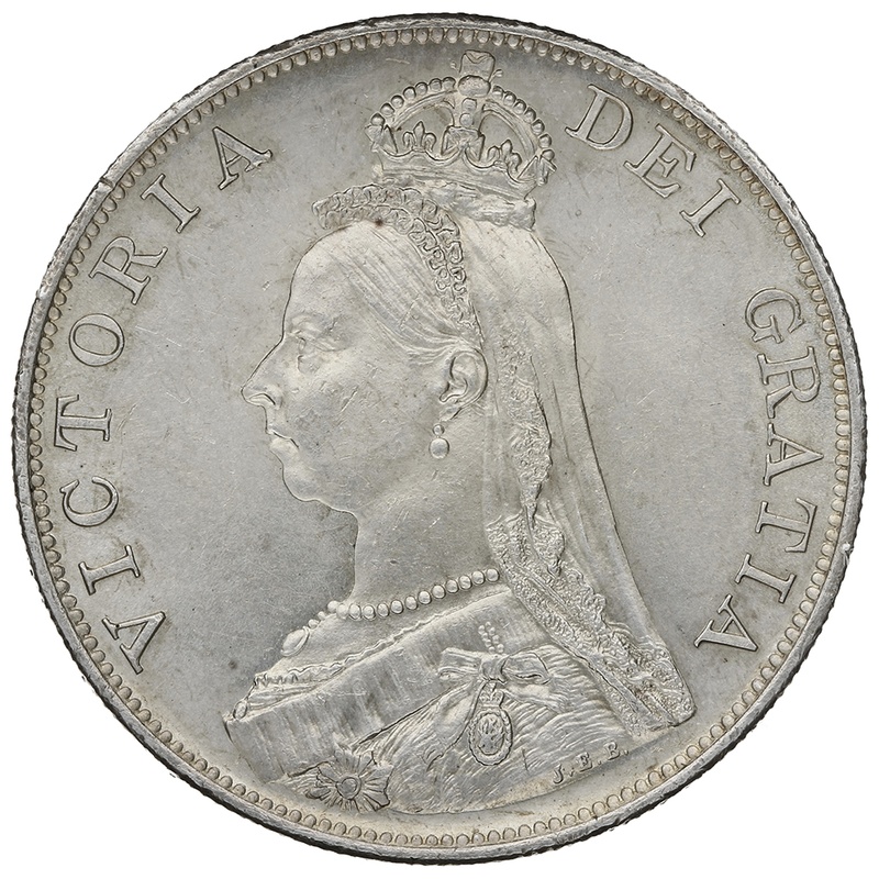 1887 Double Florin Silver Coin Queen Victoria Uncirculated