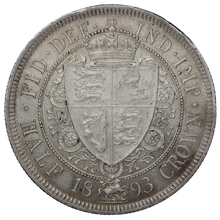 1893 Silver Half Crown Coin Queen Victoria