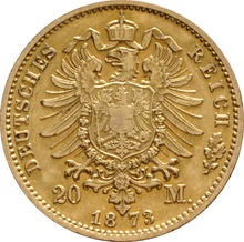 German 20 Mark Gold Coin Wilhelm I 1871-1888