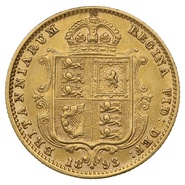 1893 Gold Half Sovereign Queen Victoria Jubilee Head Shield Back