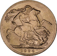 1924 Gold Sovereign Coin George V Melbourne NGC MS63+