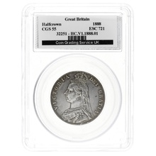 1888 Silver Half Crown Coin Queen Victoria Milled CGS55