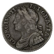 1741 Silver Sixpence Coin George II Milled