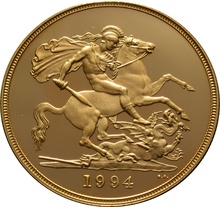 1994 Proof Gold £5 Coin Quintuple Sovereign