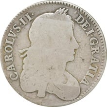 1664 Silver Half Crown Coin Charles II Good Fine