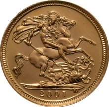 2001 Gold Half Sovereign Elizabeth II Fourth Head