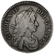1672 Silver Half Crown Coin Charles II Milled