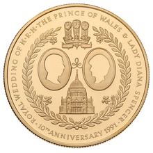 1991 Proof £5 Gold Crown Coin Falkland Islands Charles Diana 10th Wedding Anniversary Boxed