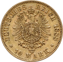 German 10 Mark Gold Coin Friedrich III 1888