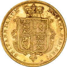 1883 Gold Half Sovereign Queen Victoria Young Head Shield Back NGC AU50