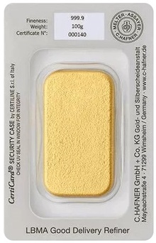 100g Gold Bar C. Hafner Cast