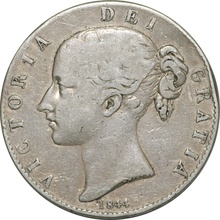 1844 Silver Crown Coin Queen Victoria Young Head Fine