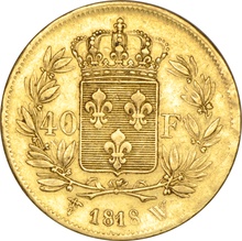 French 40 Francs Gold Coin Louis XVIII 1816-1824