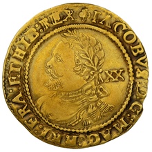 1624 Laurel Gold Coin James I Hammered mm trefoil