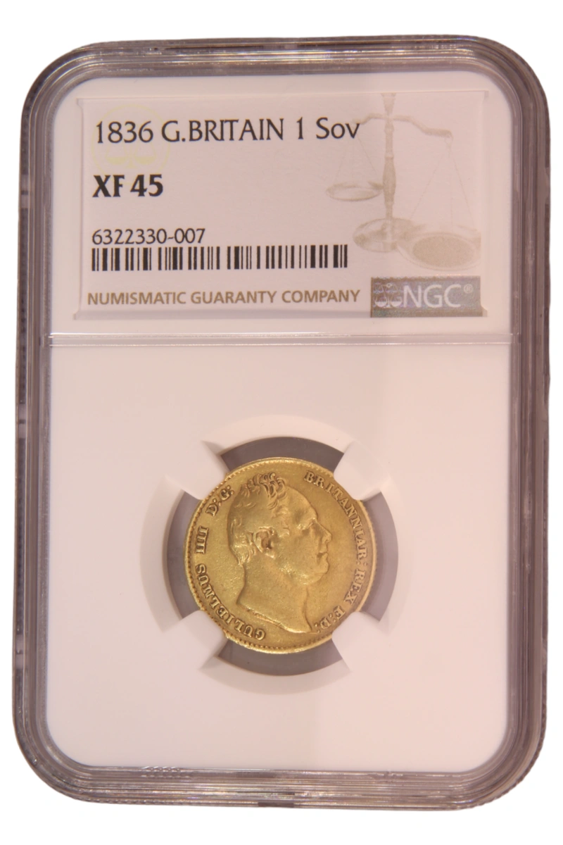 1836 Gold Sovereign Coin William IV NGC XF45