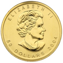 2004 Canadian Maple Leaf Gold Coin 1oz 25th Anniversary