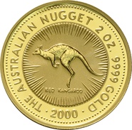 2000 2oz Australian Kangaroo Gold Nugget Coin