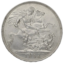 1894 Silver Crown Coin Queen Victoria LVII