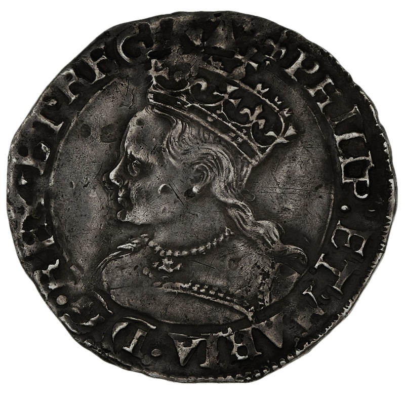 1554 Silver Groat Fourpence Coin Philip & Mary Groat