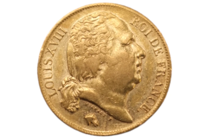 1822 20 French Francs - Louis XVIII Bare Head - A