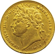 1821 Gold Sovereign Coin George IV Laureate Head